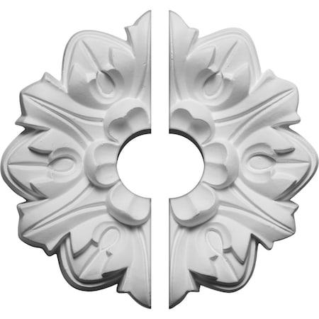 Ekena Millwork Emery Leaf Ceiling Medallion, Two Piece (Fits Canopies up to 1 1/2"), 7 5/8"OD x 1 1/2"ID x 1"P CM07EM2-01500